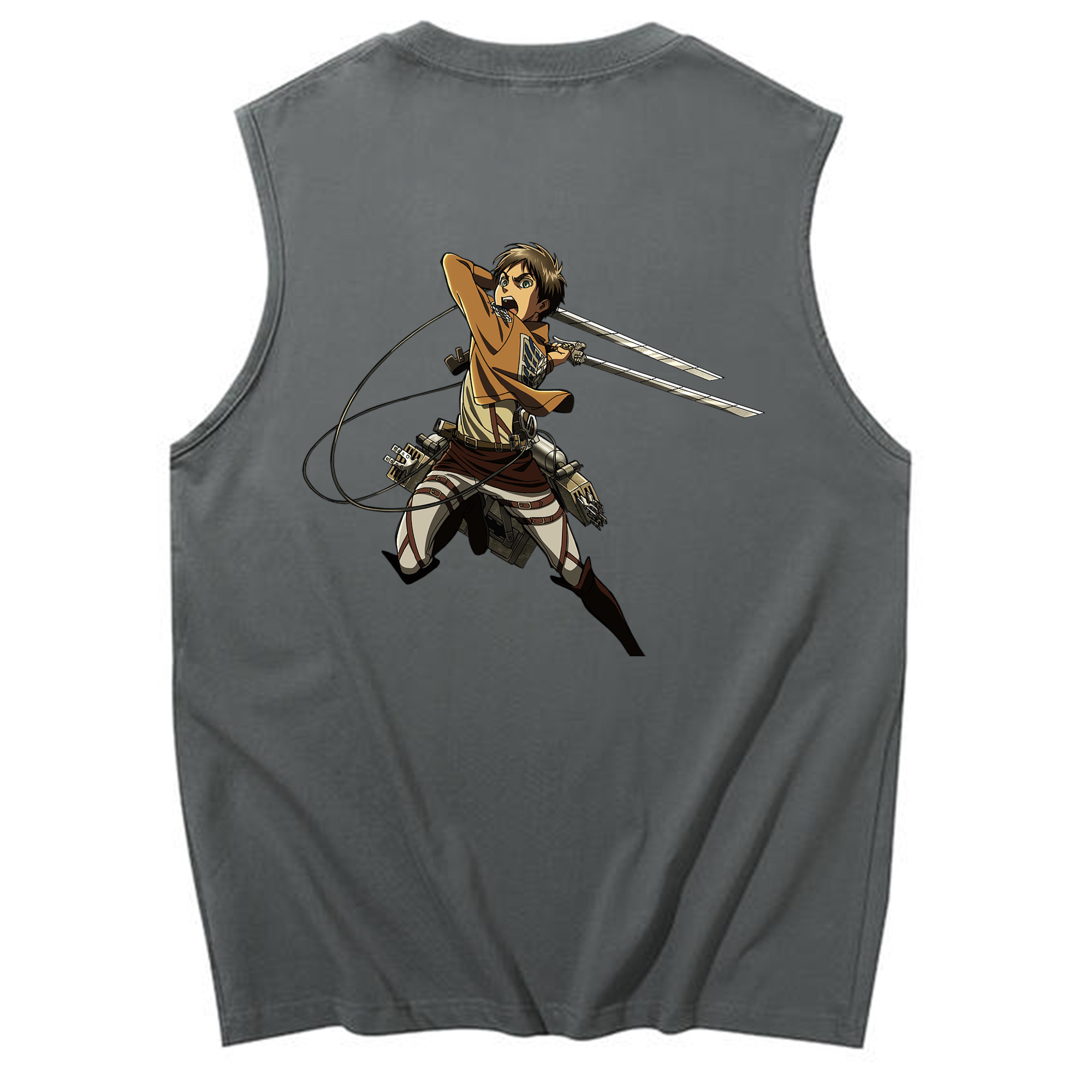 （画像用） 進撃の巨人 エレン･イェーガー Attack on Titan Eren Jäger コットン100％タンクトップ（背面プリント）